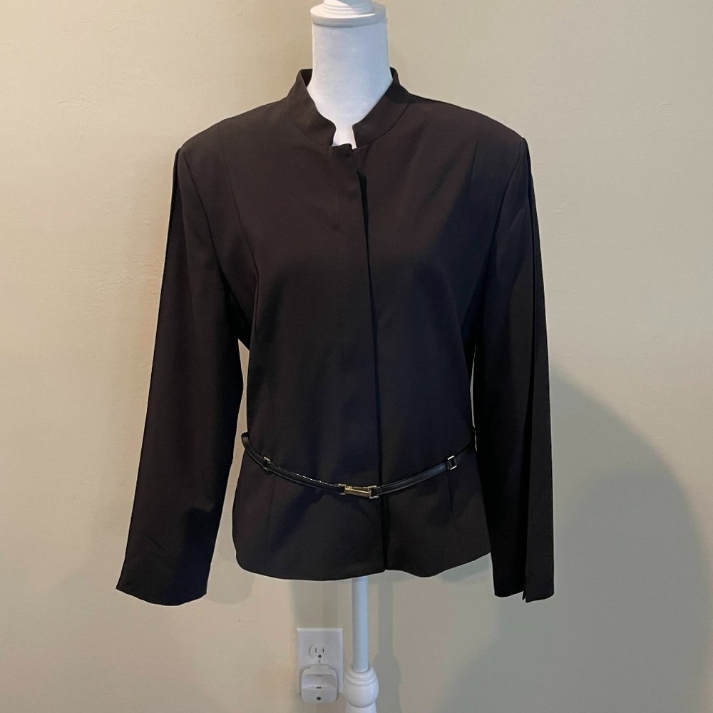 BCBG Maxazria Espresso Zipper Belted Jacket